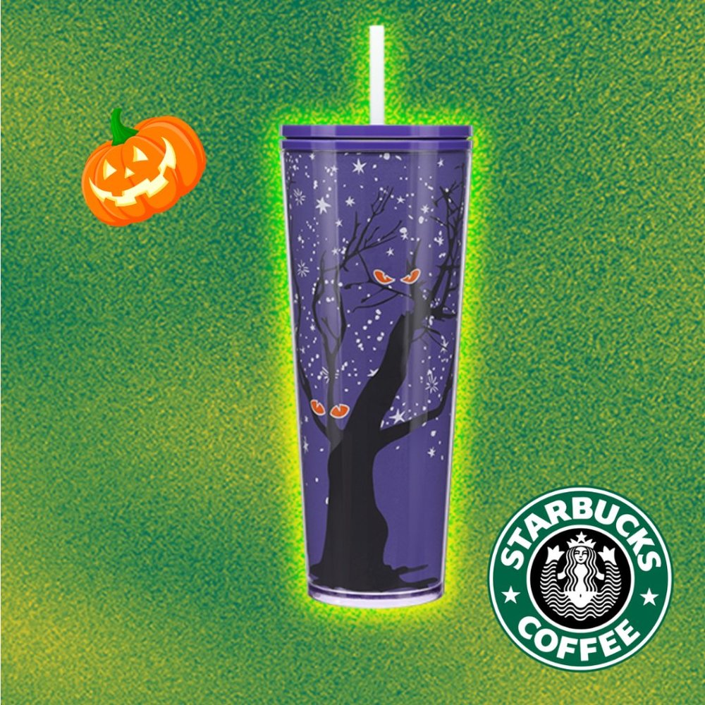 Starbucks Halloween 🎃 2022 Tree Tumbler Glow in the Dark Cold Cup EYES 24 oz